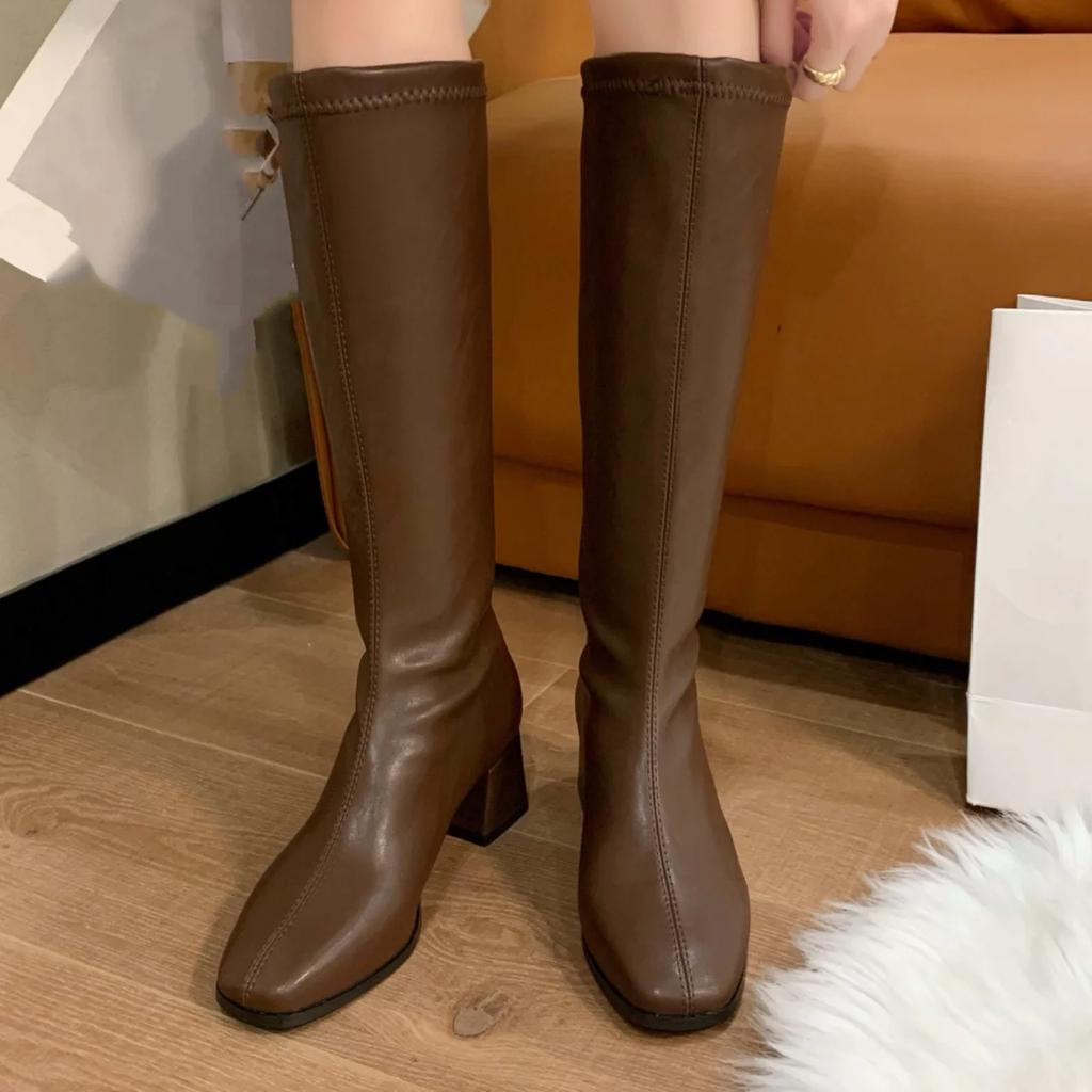 Fashionable New Square Toe Warm/sexy Casual Mid Length Boots/winter Comfortable Anti Slip Elegant Knight Boots for Women