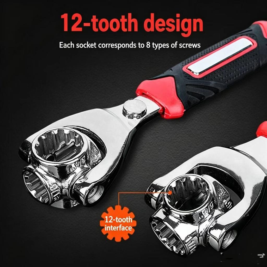 Original Multifunctional Wrench, Universal Rotating Head Wrench for Car Tire Disassembly and Maintenance