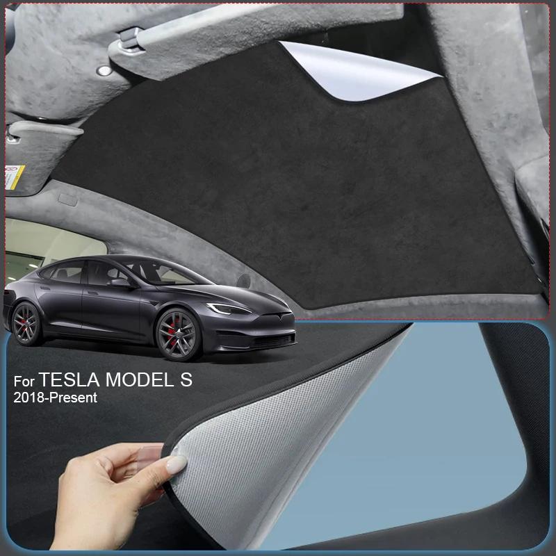Car Suede Fabric Electrostatic Adsorption Sunroof Sunshade Auto Anti-UV For TESLA MODEL S 2018-2026 Heat Insulation Skylight