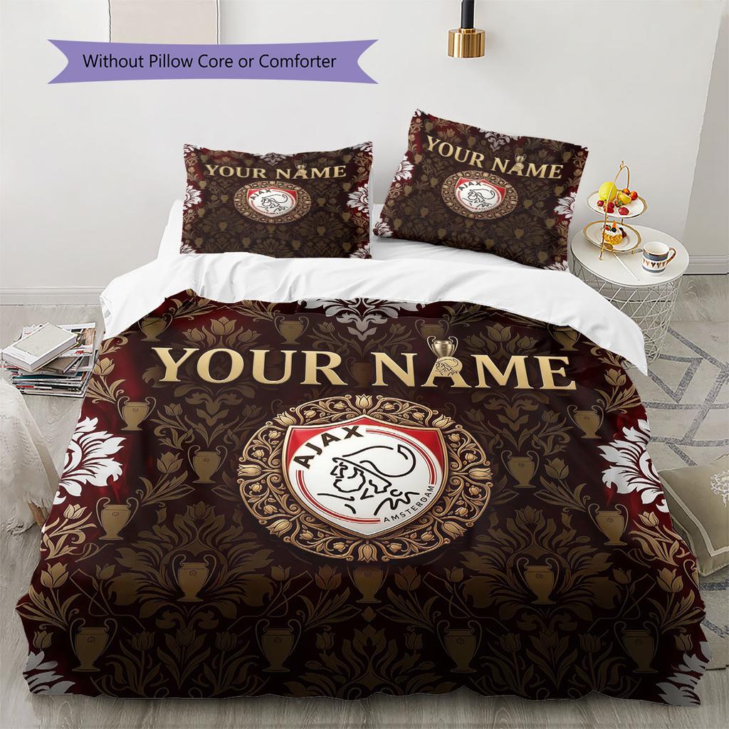 Custom Name,AFC Ajax Pattern Bedding Home Decoration Birthday Gift ( 1 duvet cover + 2 pillowcase, without core),fan merchandise.