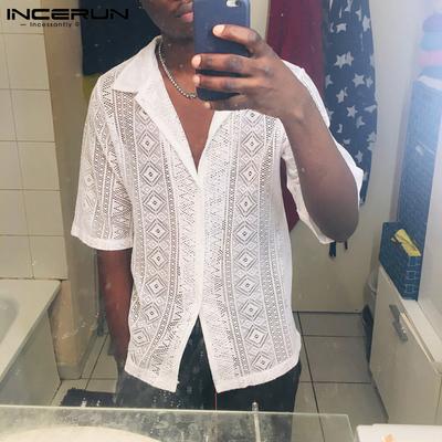 Zomer Heren Lange Mouw See Through Mesh Netgaren Shirts Tops