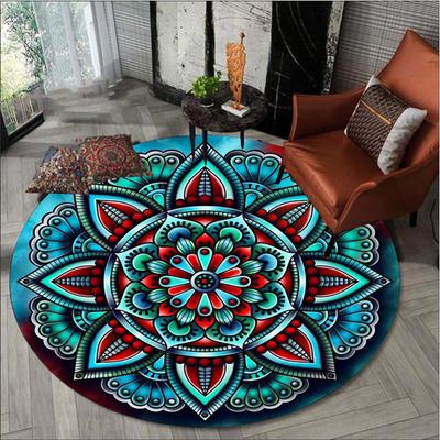 Retro Mandala okrągły dywan do salonu Nordic Kids Room mata podłogowa antypoślizgowa mata na krzesło do pracy na komputerze dywanik do sypialni Home Decor