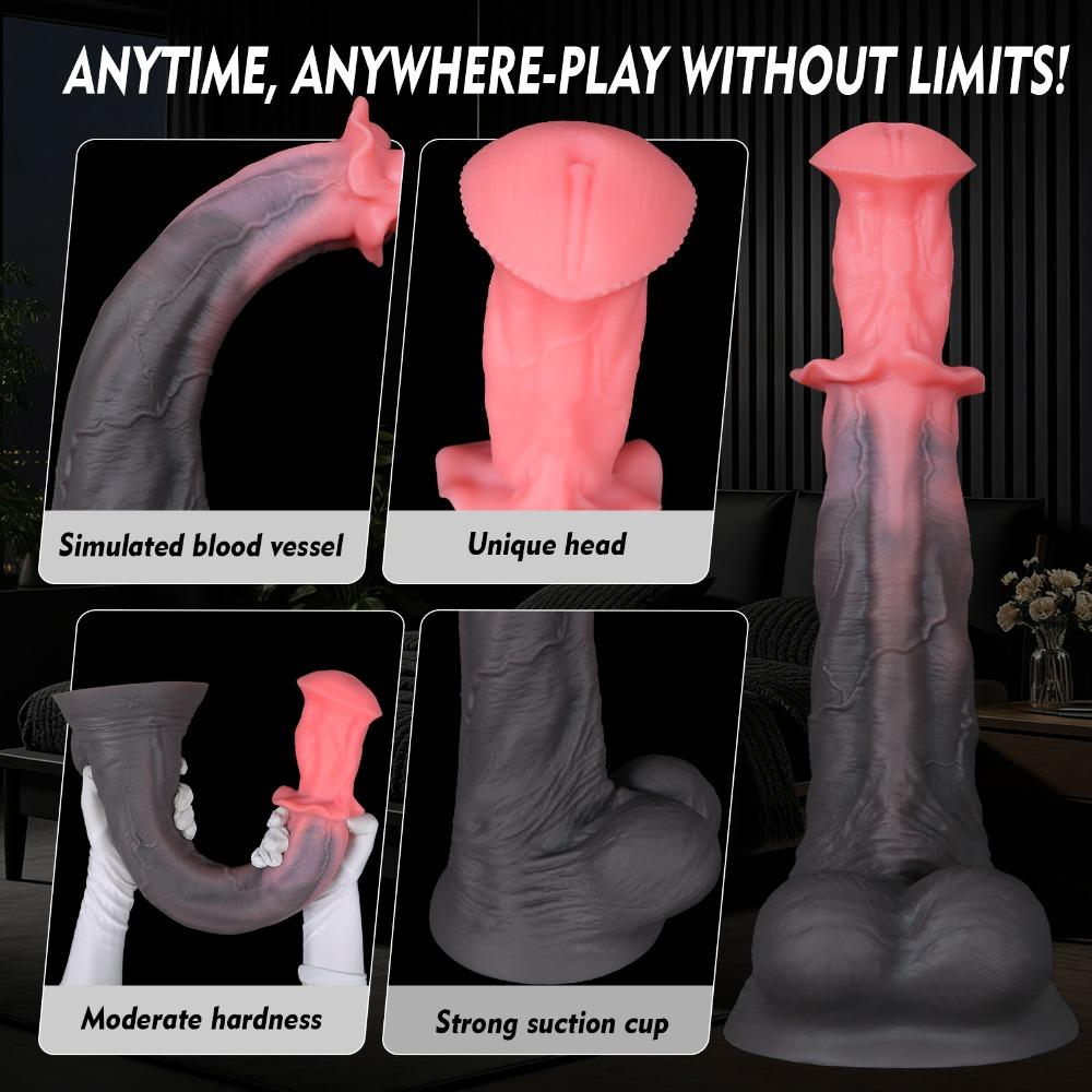Soft Silicone Horse Cock Fantasy Dildo with Suction Cup Adult Pleasure Toy