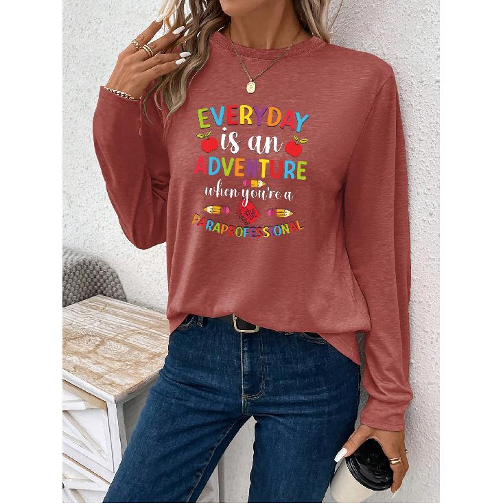 Women's Casual Sports Long Sleeve T Shirt Stylish and Comfortable Pure Cotton, Breathable Essentials for Spring and Summer Vibrant Printed Patterns