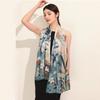 New Blue Women'S 100% Mulberry Silk Scarf Shawl 175*52Cm Fashion Floral Design Long Scarves Wraps Fall Winter Headscarves
