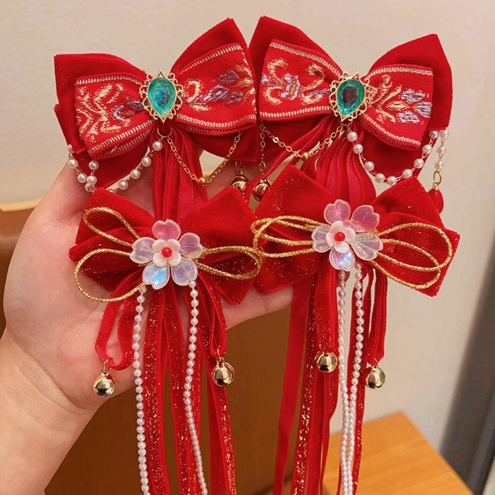 Princess New Year Bow Hairpins Ancient Style Girls Hanfu Headwear  Hair Accessories