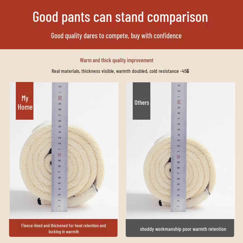 Women's High-Waist Lambswool Leggings - Plus Size, Extra Thick and Warm Winter Pants with Velvet Lining
