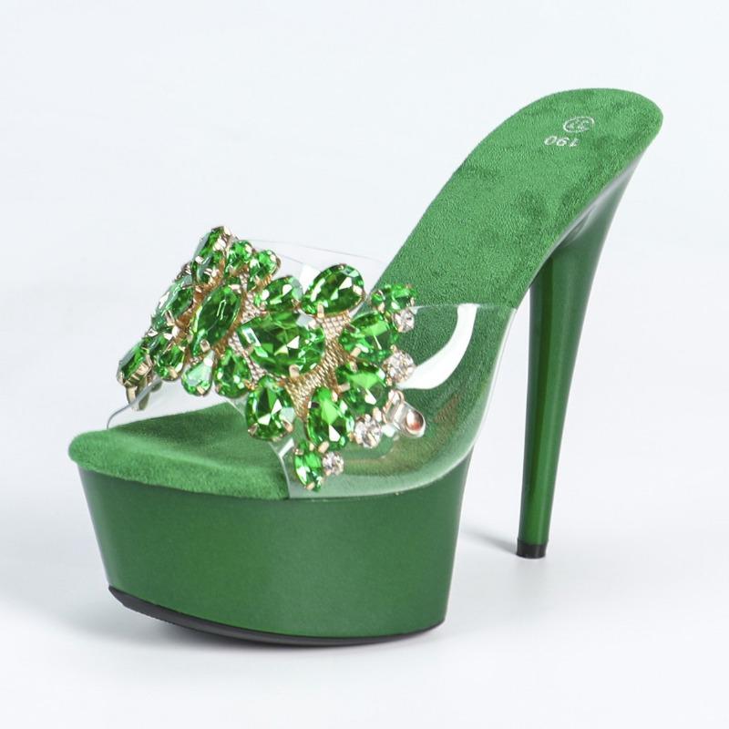 Fashion Catwalk Model High Heels with Stiletto Sexy Waterproof Platform 15cm Hate Heaven High Heels Slippers Female Summer