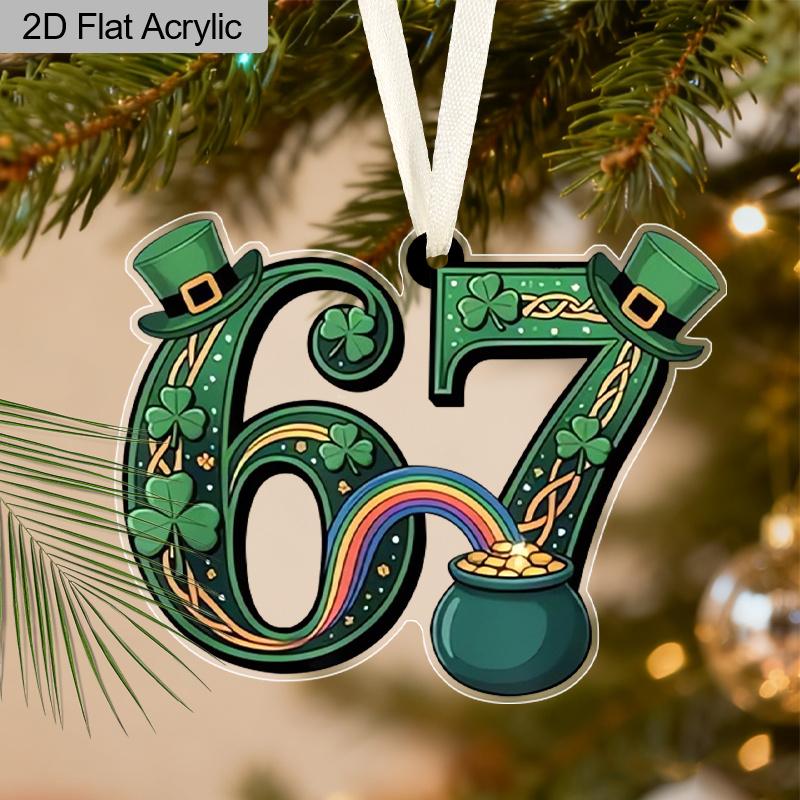1pc St. Patrick's Day Acrylic Hanging Ornament Shamrock Hat 67 Design Window Garden Party Decoration Gift