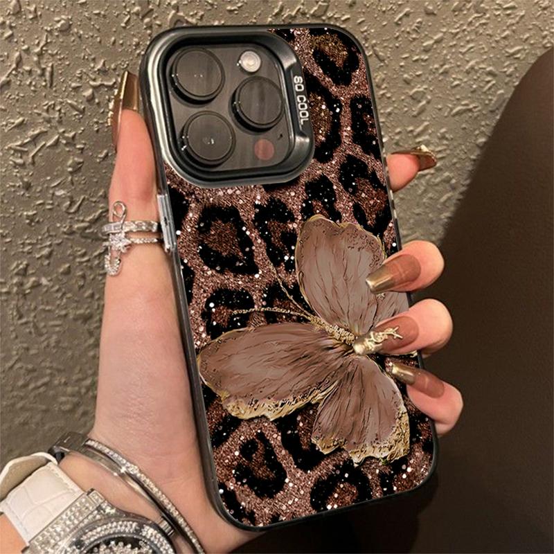 Luxus Schmetterling Leopard Muster Galvanisiert Handyhülle Für Xiaomi Redmi Note 14 13 12 11 10 Pro Plus 12S 11S Redmi 14C 13 Hülle