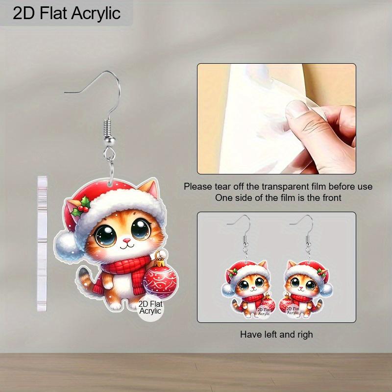 Christmas Gift-Animals Collection Acrylic Women's Fashionable Drop Earrings, Cute Cat & Dog Shape Designed Earrings for Women's Daily Wear