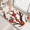 Flocking Thicken Entrance Carpet Tufted Chinese Plum Pattern Bedside Rug Non-slip Absorbent Bathroom Floor Mat Bedside Rug
