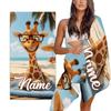 1 pz Asciugamano da Spiaggia Divertente Personalizzato con Giraffa Cartone Animato, Asciugatura Rapida Senza Sabbia con Nome Personalizzato per Vacanze Estive
