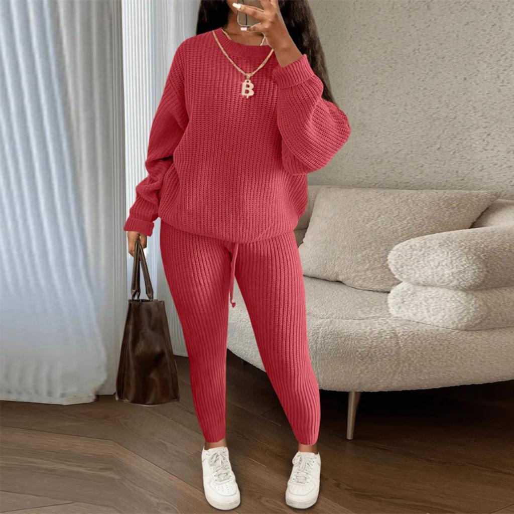 Fashionable Women's Casual Knitted Two-piece Suit