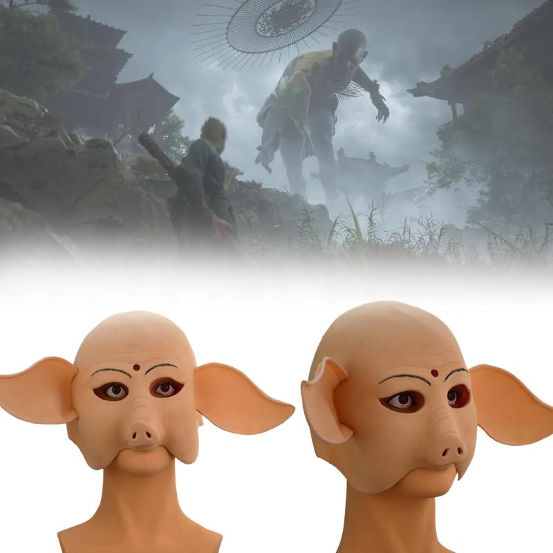 Black Wukong Myth Zhu Bajie Pig Cosplay Latex Mask Performances Halloween Party