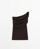 Masimodutti Asymmetrical Drape Neck Top