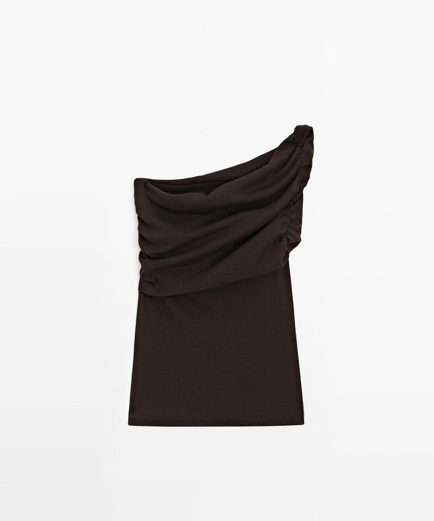 Masimodutti Asymmetrical Drape Neck Top