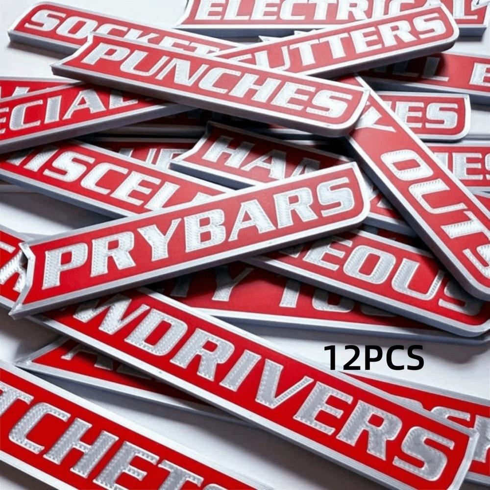 Portable 3D-Printed Tool Box Labels  For Steel Toolboxes Carts Drawers and Cabinets