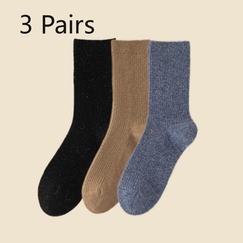 

3 Pairs of Female Autumn/winter Warm Plush Striped Boneless Tube Stack Socks 3 Pairs