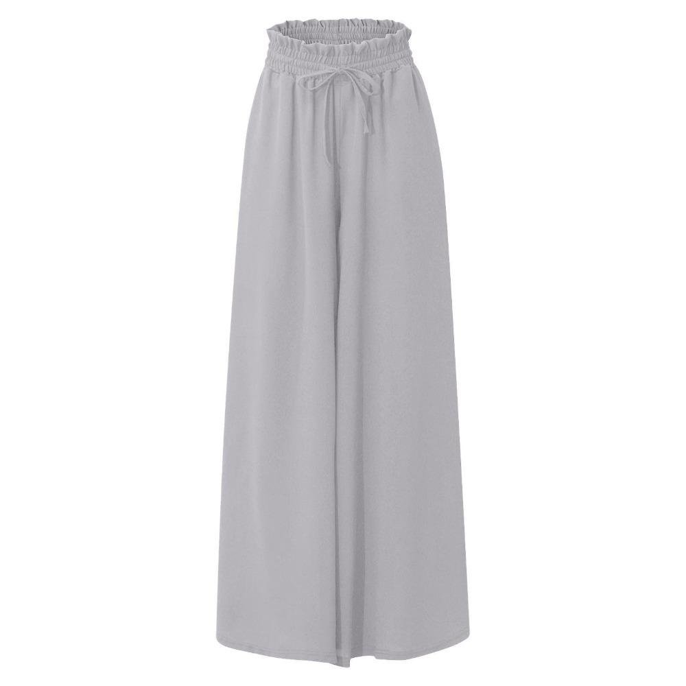 Pantaloni da Donna a Gamba Larga Estivi Culottes Elastici a Vita Alta Fluido Palazzo Pantaloni Ampi Svasati con Tasche
