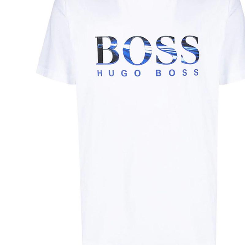 HUGO BOSS T-Shirts Men's White Crew Neck Moderate Straight Fit 50443666-100