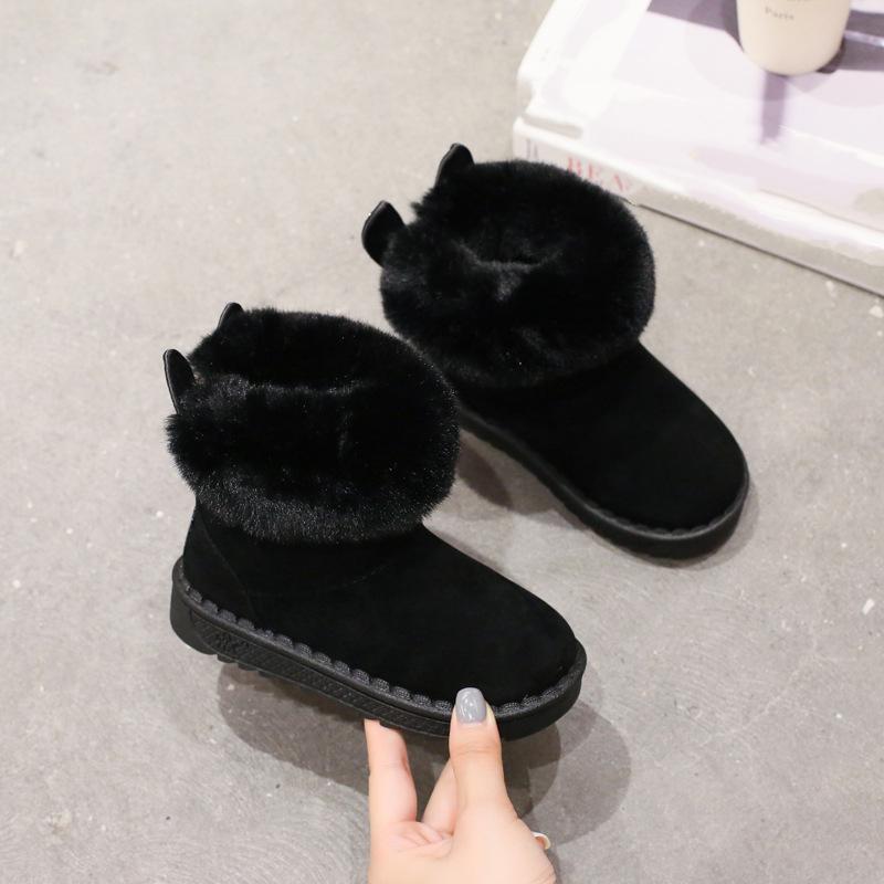 Zimní Nové Dětské Sněhule pro Dívky Plus Sametové Princeznovské Kotníkové Boty pro Dívky Teplé Dětské Bavlněné Boty pro Děti