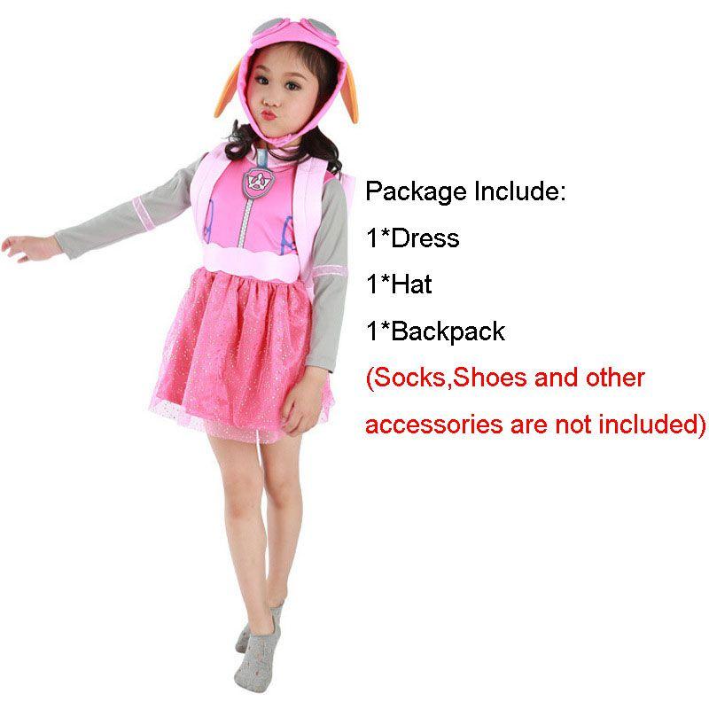 Костюм Щенячий патруль Чейз Маршалл Скай для детей с изысканной строчкой** Pink Skye Set,Kids L