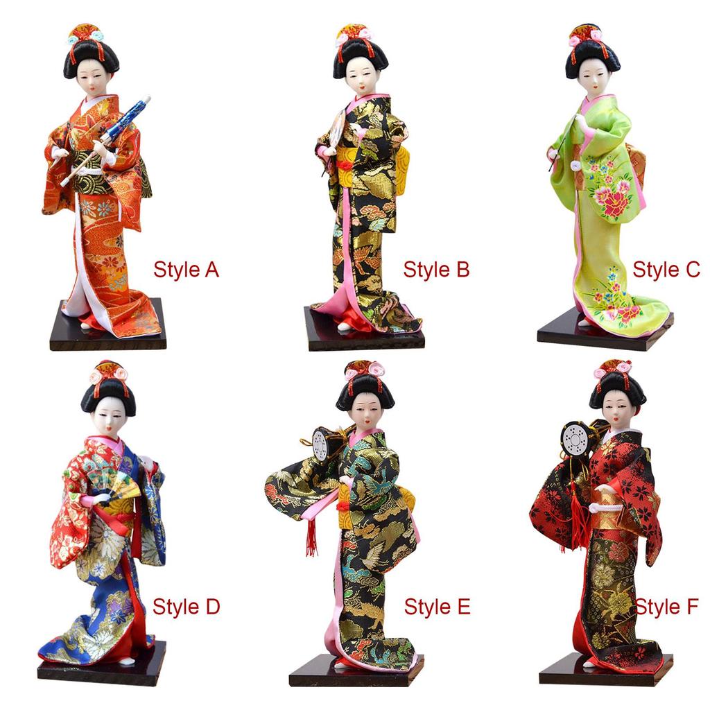Ethnische Japanische Geisha-Puppen Freistehendes Handwerk Statuette Figur Handwerk Ornament Asiatische Puppe Ornament für Regaldeko