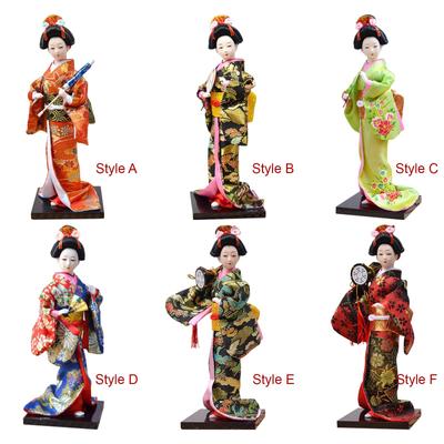 Ethnische Japanische Geisha-Puppen Freistehendes Handwerk Statuette Figur Handwerk Ornament Asiatische Puppe Ornament für Regaldeko