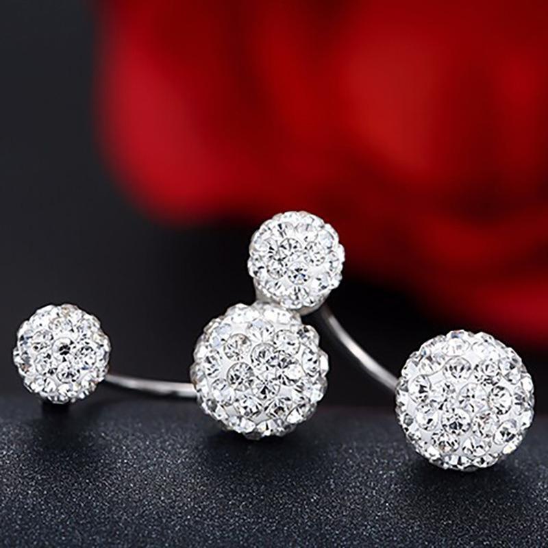 Korean Crystal Ball Stud Earrings For Women Trendy Micro Paved CZ Stone Earrings Wedding Party  Accessories Drop Shipping