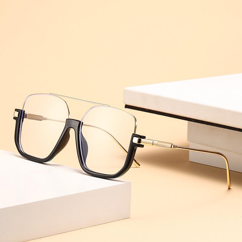 Premium sunglasses brown new premium unisex transparent double beam retro black large frame glasses