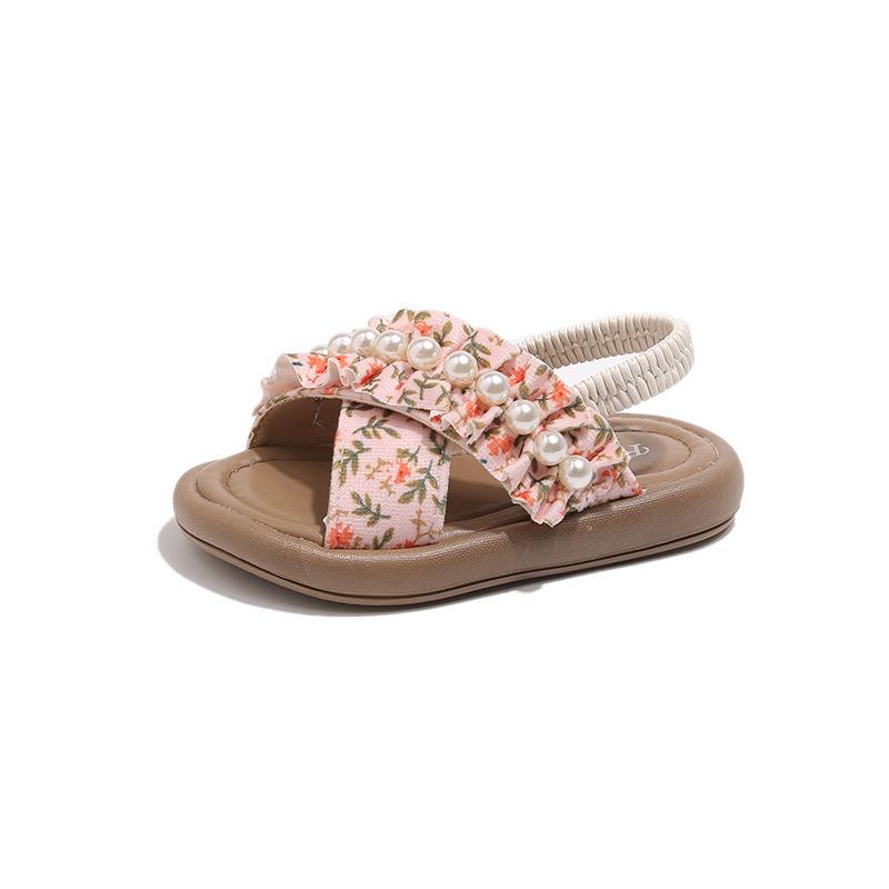 Girls Summer Soft Sole Princess Sandals With Bowknot Floral Pastoral Fashionable Children Shoes For Kids