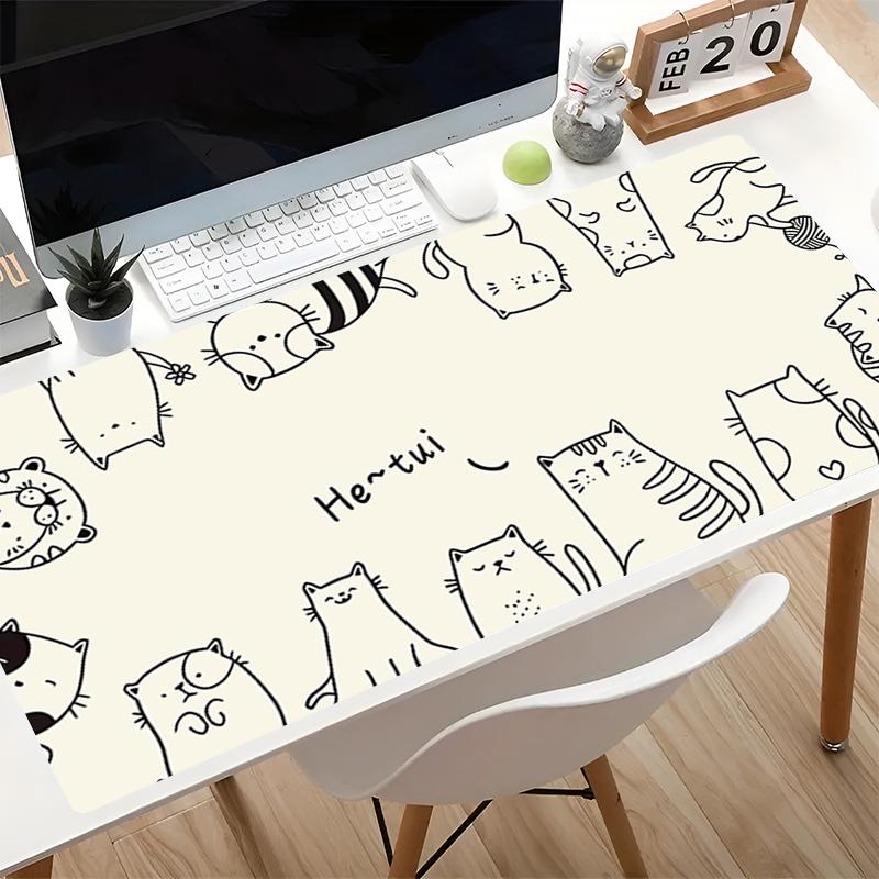 Cartoon Black Cat Mouse Pad Kawaii Office Table Mat Large Gaming Accessories Rubber Keyboard Pad Pc Computer Extended Mousepad
