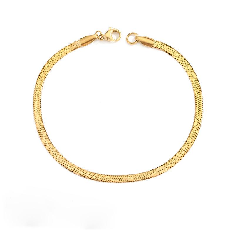 CARLIDANA Simple PVD 14K Gold Plated 316L Stainless Steel Wide Length Round Round Snake Chain Bracelet Jewelry For Women