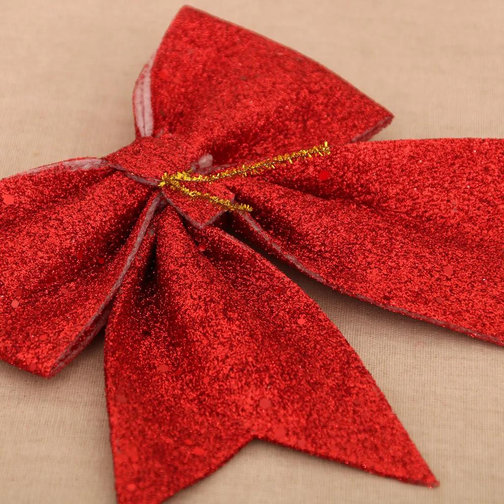 1/2Pcs Christmas Bows Hanging Decorations For Christmas Tree Diy Gold Silver Red Bowknot Pendant For Xmas Wreath New Year