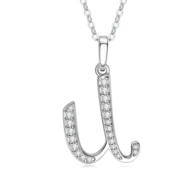 New Design 26 English Letter Zircon Pendant Necklace Trendy Temperament Personality Necklaces Fashion Jewelry Gift
