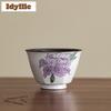 2pc/Lot Hand-painted Iris Flower Teacup Elegant Tea Bowl Beautiful Tea Cup Tea-tasting Fragrance Cup Chazhan Master Cups 35ml