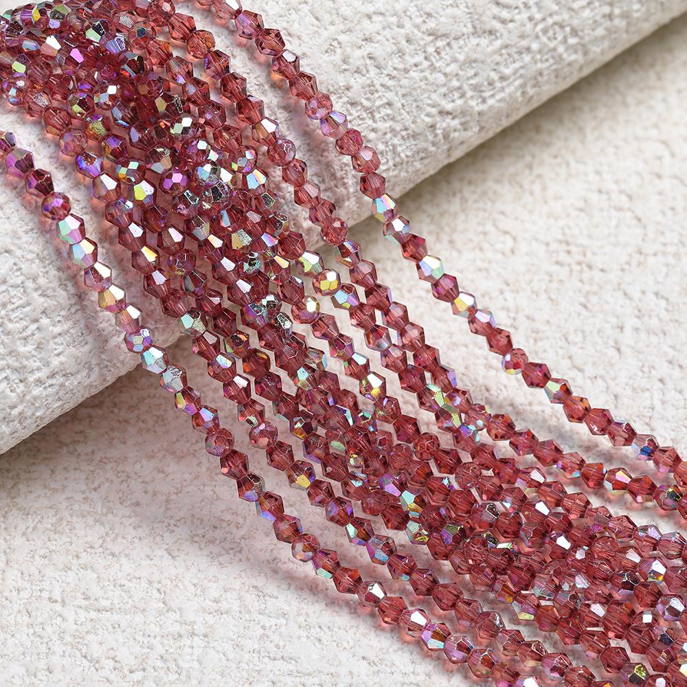 1 Strip 4mm Shiny Crystal Beads Bicone Beads 80pcs Glass Beads Loose Spacer Beads for Bracelet DIY Jewelry Making