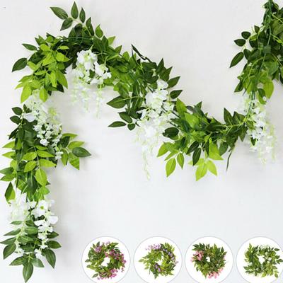 Künstliche Blumen, 2 m, künstliche Girlande, Efeu-Girlande, hängende Pflanzendekoration