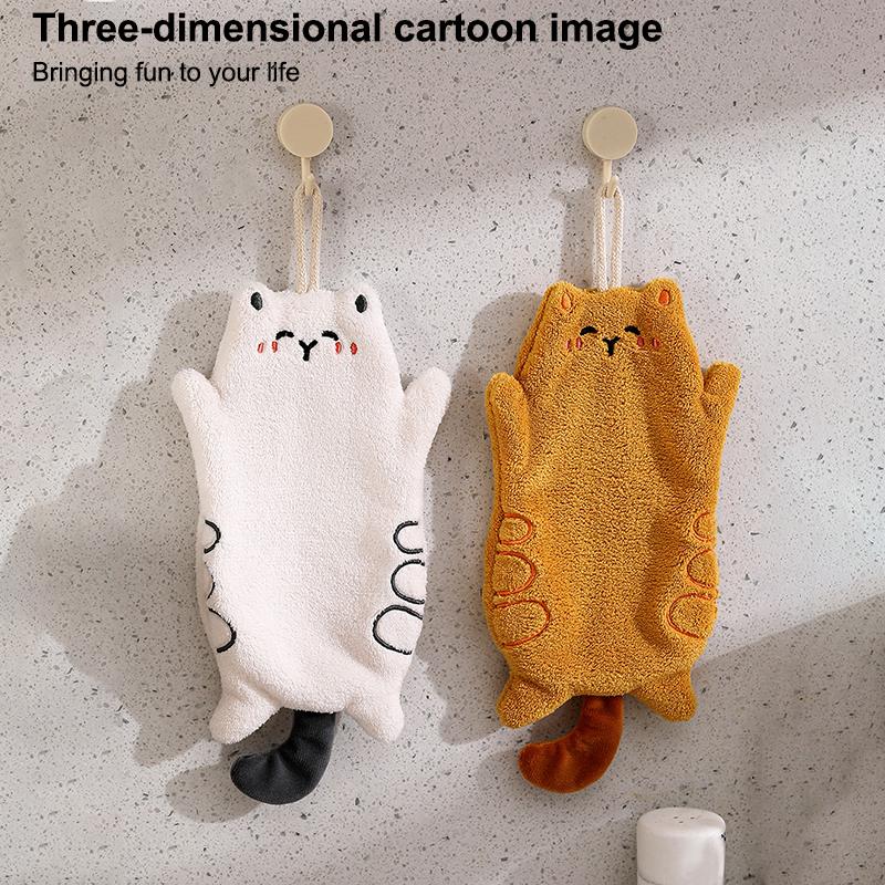 Cute Hand Towels Kitchen Wipe Water Cloth Kitchen Hanging Towels Dishwashing Cloth Bathroom Quickly Dry Cleaning Hand Towel