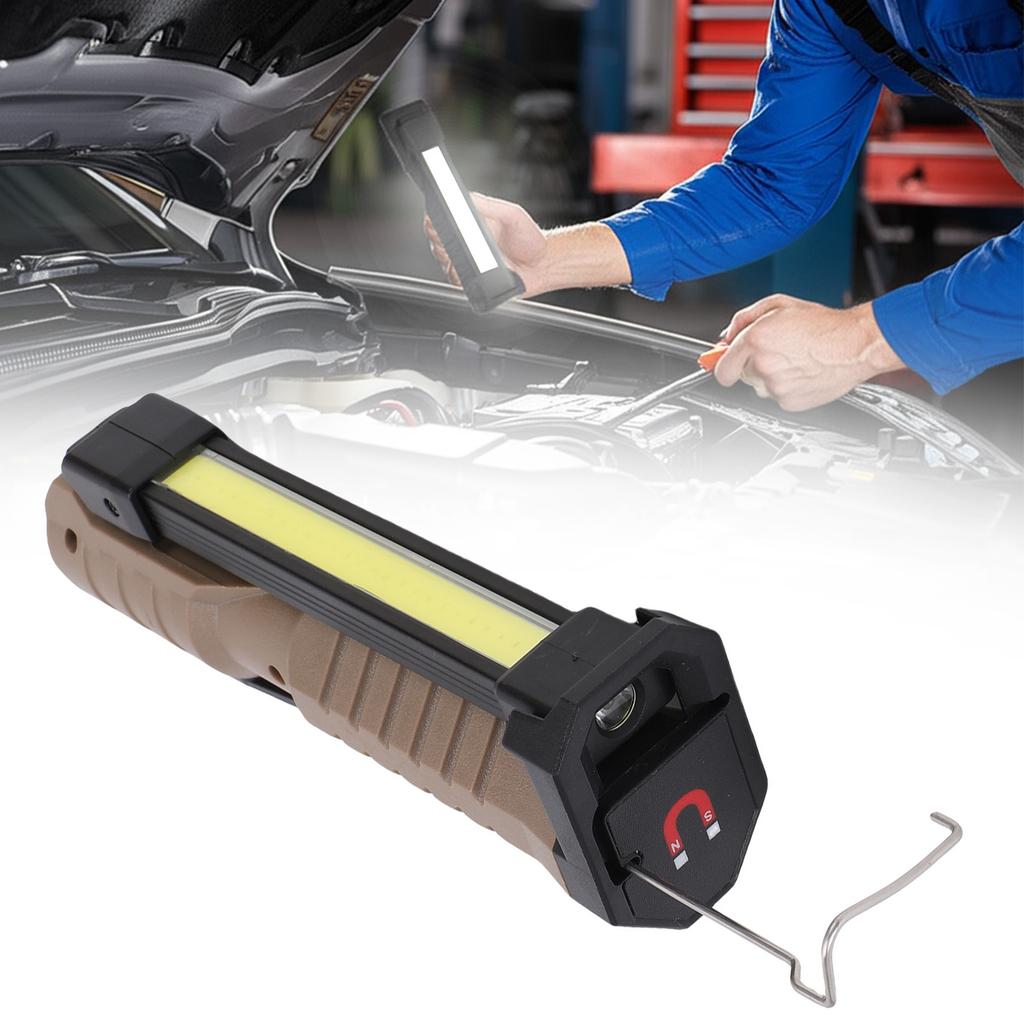 Magnetic LED Work Light with Retractable Hook Multifunction 360 Degree Rotating Rechargeable Flashlight for Vehicle Emergency Repair