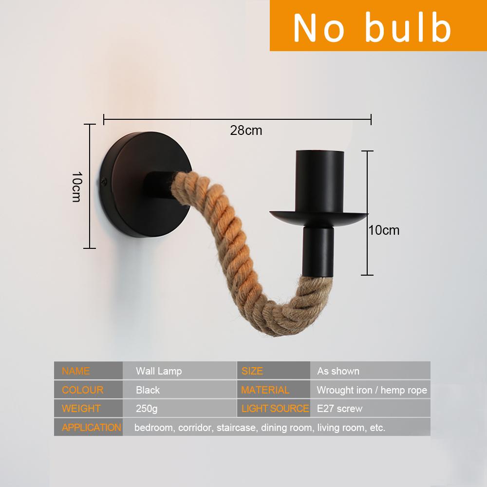 Vintage Wood Wall Lamp Retro Hemp Rope Wall Sconce Lamp E27 220V 110V Interior Wall Light Stairway Aisle Indoor Outdoor Lighting