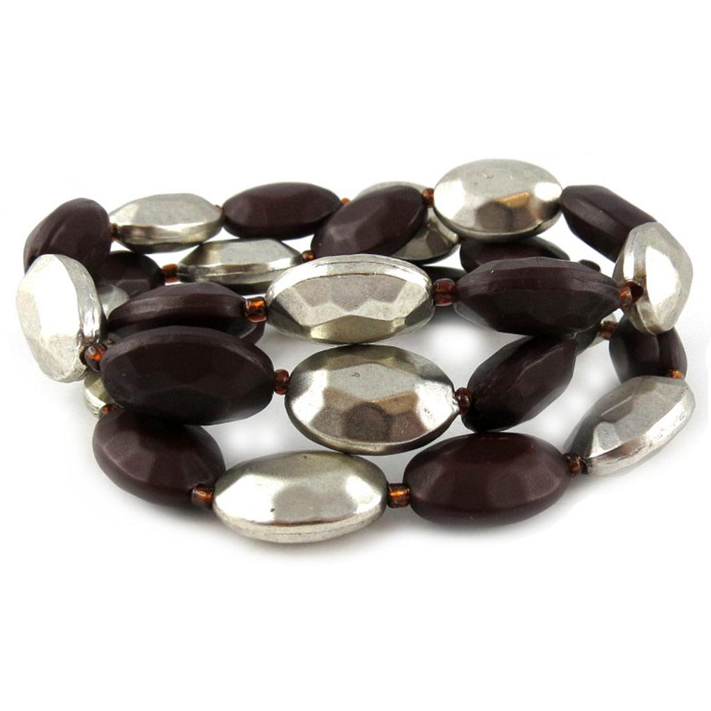 Les Trésors De Lily [C8793] - Bracelet Créateur 'Métisse' Marron Argenté