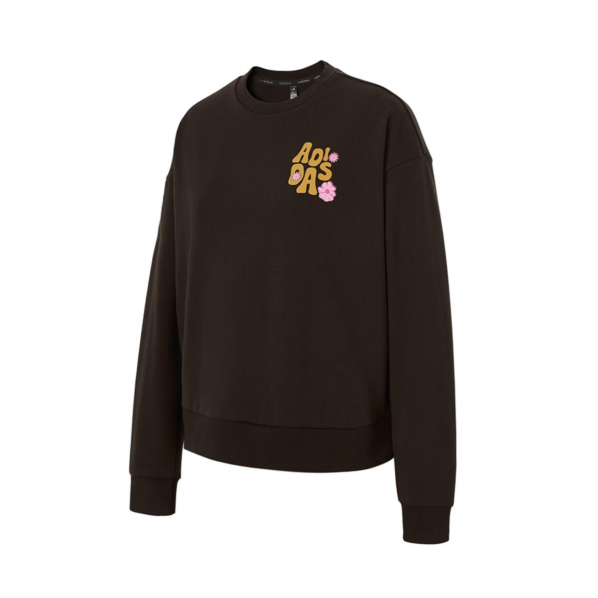 Adidas Sweatshirts Women s Dark Brown Crew Neck Moderate KG7160 L