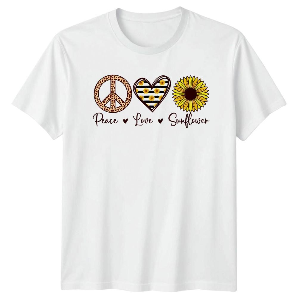 Peace Love Sunflower Unisexs TShirt Sunflower Gardening Mothers Day Gift For Her S