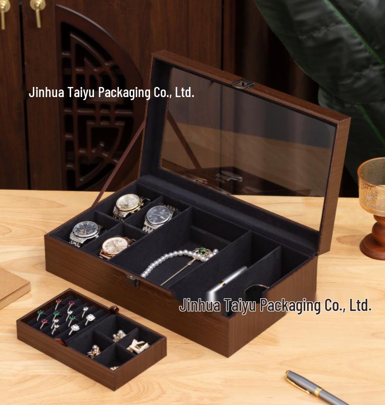 2025 Walnut Wood Grain Watch & Sunglasses Storage Box