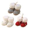 Holiday Mantel And Tree Ornament, Knit Christmas Boot Decoration with Plush Boot, Bell Trim and Built-In Hanging Cord for Wreath