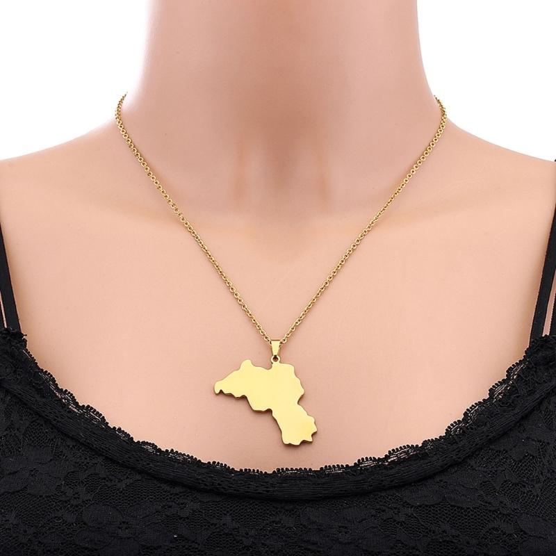 Trendy Kurdistan Map Shaped Pendant Necklace Map and City Necklace Long Choker Gothic Party Fashion Jewelry