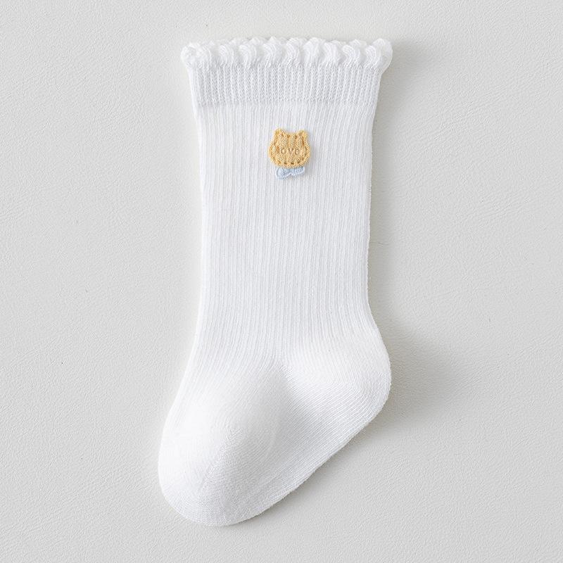 Infant Toddler Cotton Ribbed Knee-High Socks (0-3 Years) - Loose Fit for Spring/Autumn