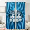 Dreamy Cat Print Curtains Flat Design Home Office Lounge Spaces Curtain Set Of 2 Made Polyester With Rod Pocket Washable Study Ready